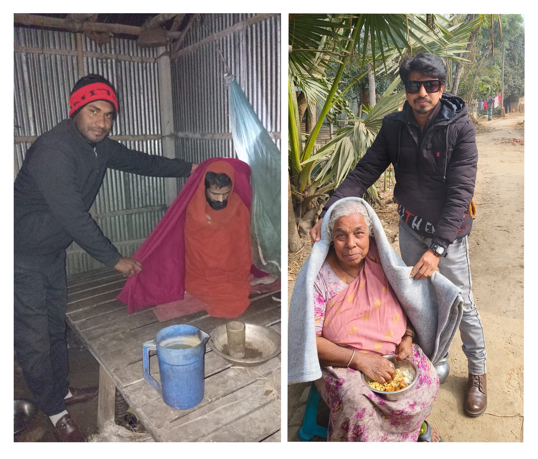 বড়াইগ্রামে দুই সাংবাদিকের ব্যক্তিগত উদ্যোগে শীতার্ত মানুষের মাঝে কম্বল বিতরণ